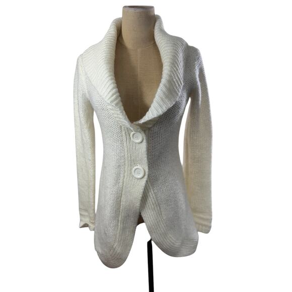 "SAY WHAT ? " Y2K Sweater 2 Large Buttons V Neck Large Collar SZ S Mean Girls - Picture 1 of 8